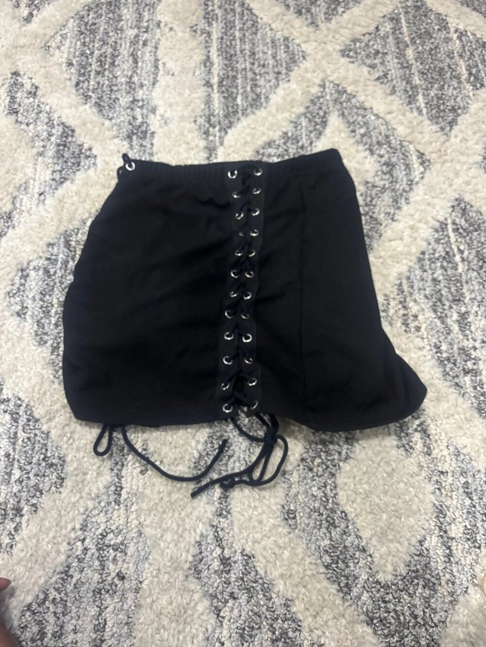 SHEIN Black Lace-Up Drawstring Skirt